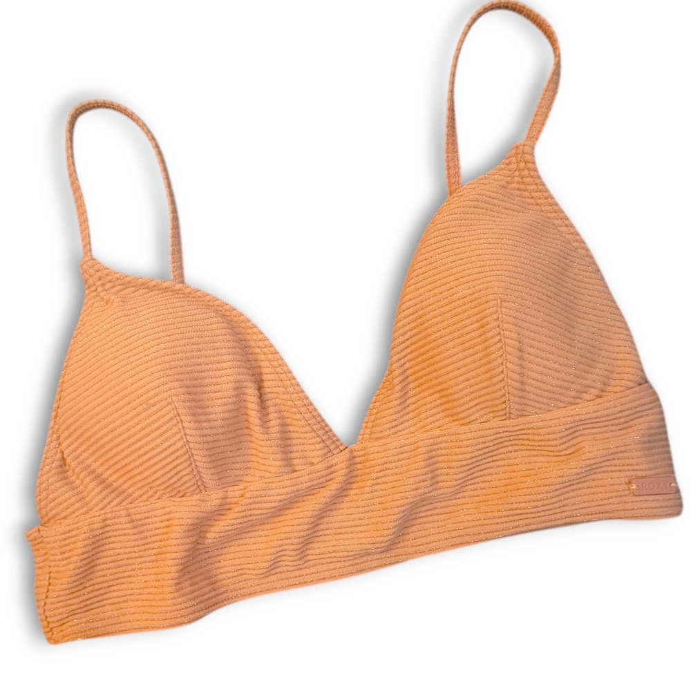 ROXY - New Peach Corduroy Women's Ribbed Bralette With Sparkles Size Medium✨